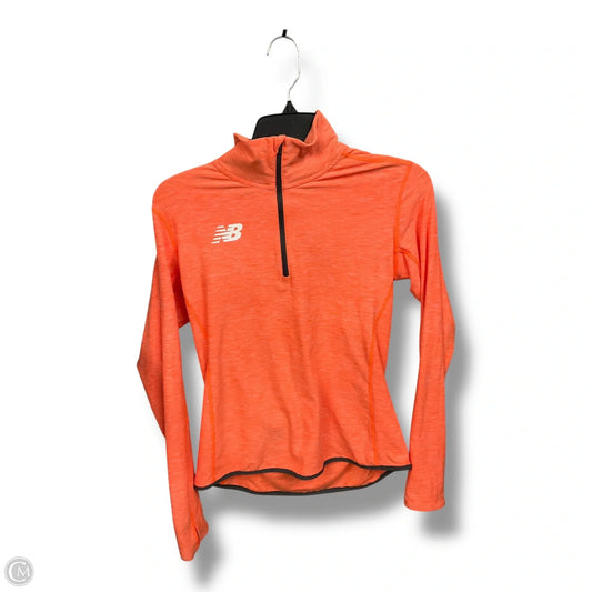 Athletic Top Long Sleeve Collar By New Balance In Orange, Size: M