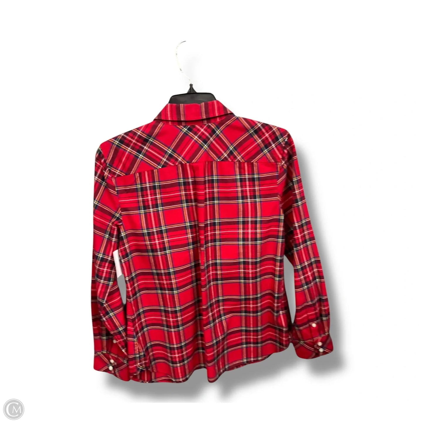 Blouse Long Sleeve By Talbots In Plaid Pattern, Size: Mp