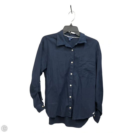 Blouse Long Sleeve By Nautica In Navy, Size: M