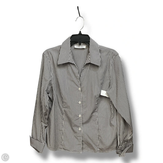 Blouse Long Sleeve By Calvin Klein In Striped Pattern, Size: L
