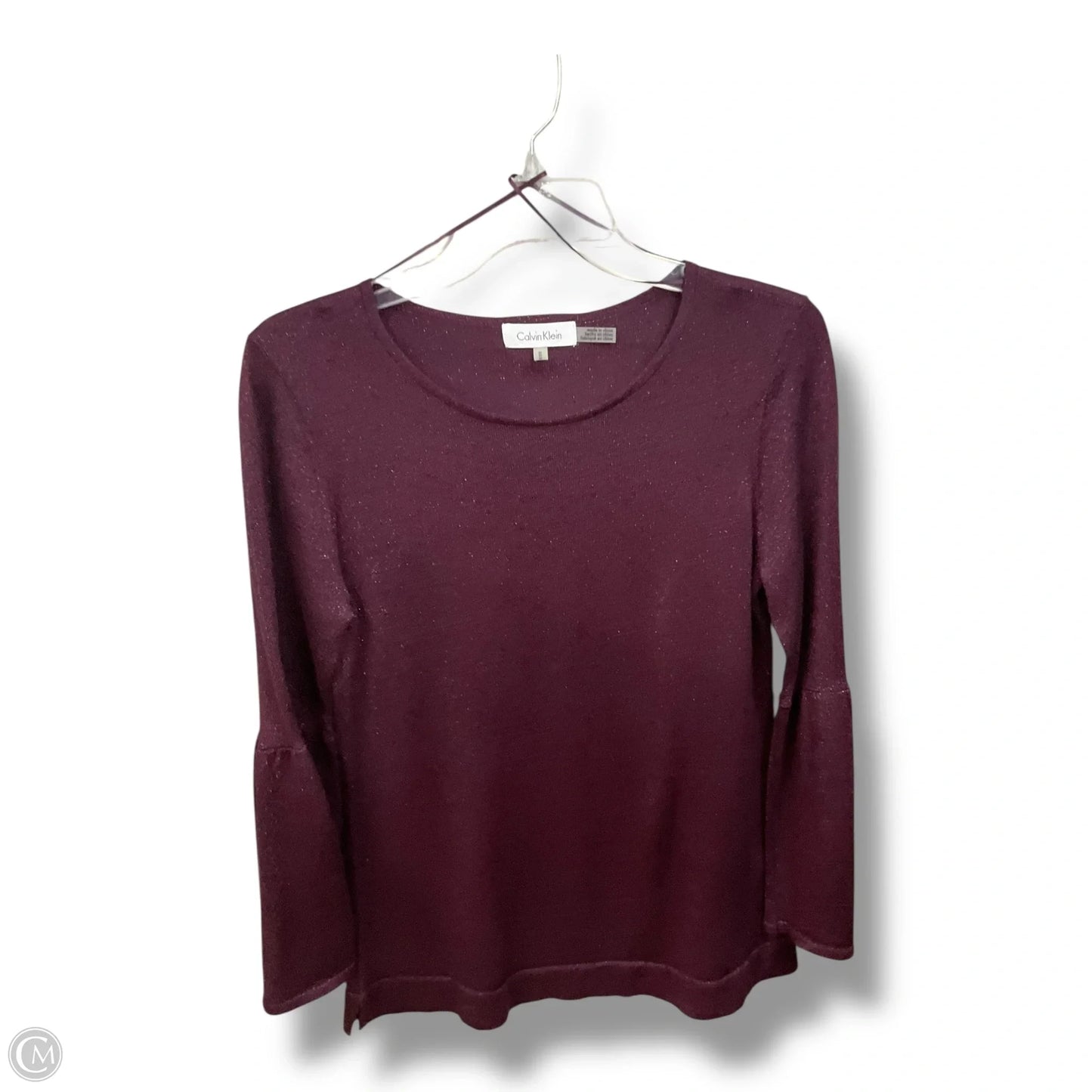 Top Long Sleeve By Calvin Klein In Purple, Size: M