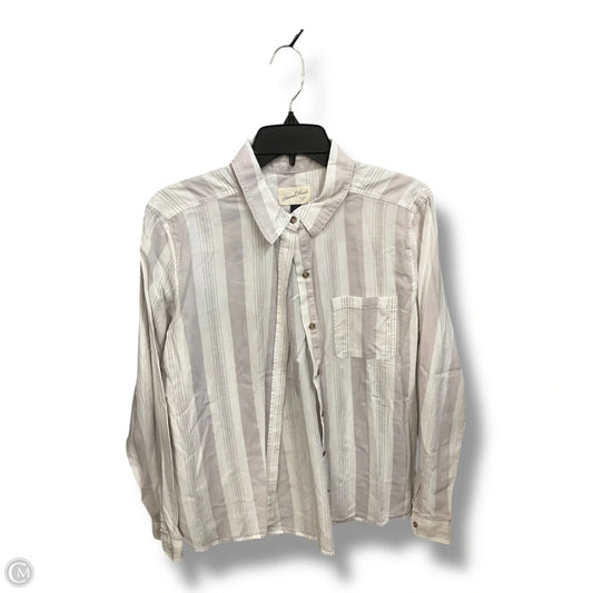Blouse Long Sleeve By Universal Thread In Striped Pattern, Size: L