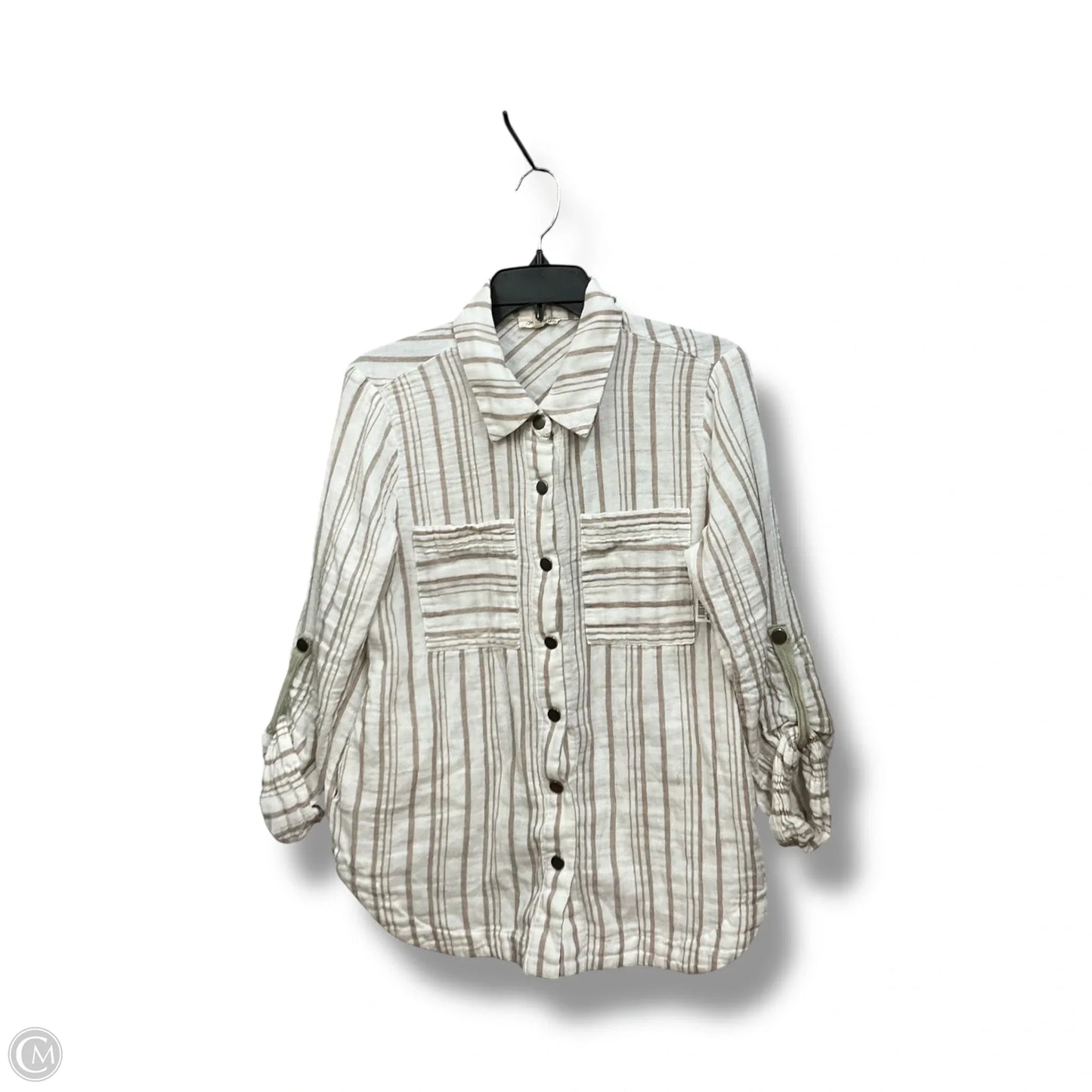 Blouse Long Sleeve By Mystree In Striped Pattern, Size: S