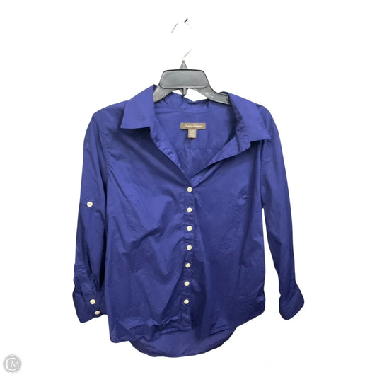 Blouse Long Sleeve By Tommy Bahama In Navy, Size: L