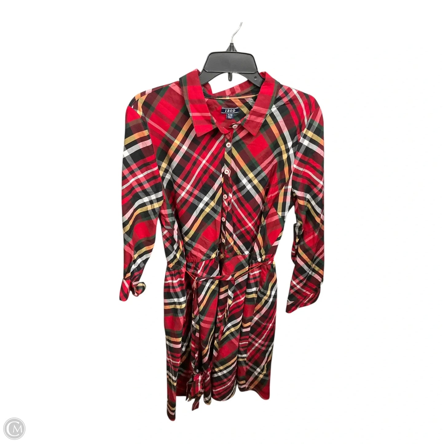 Dress Casual Midi By Izod In Plaid Pattern, Size: Xl