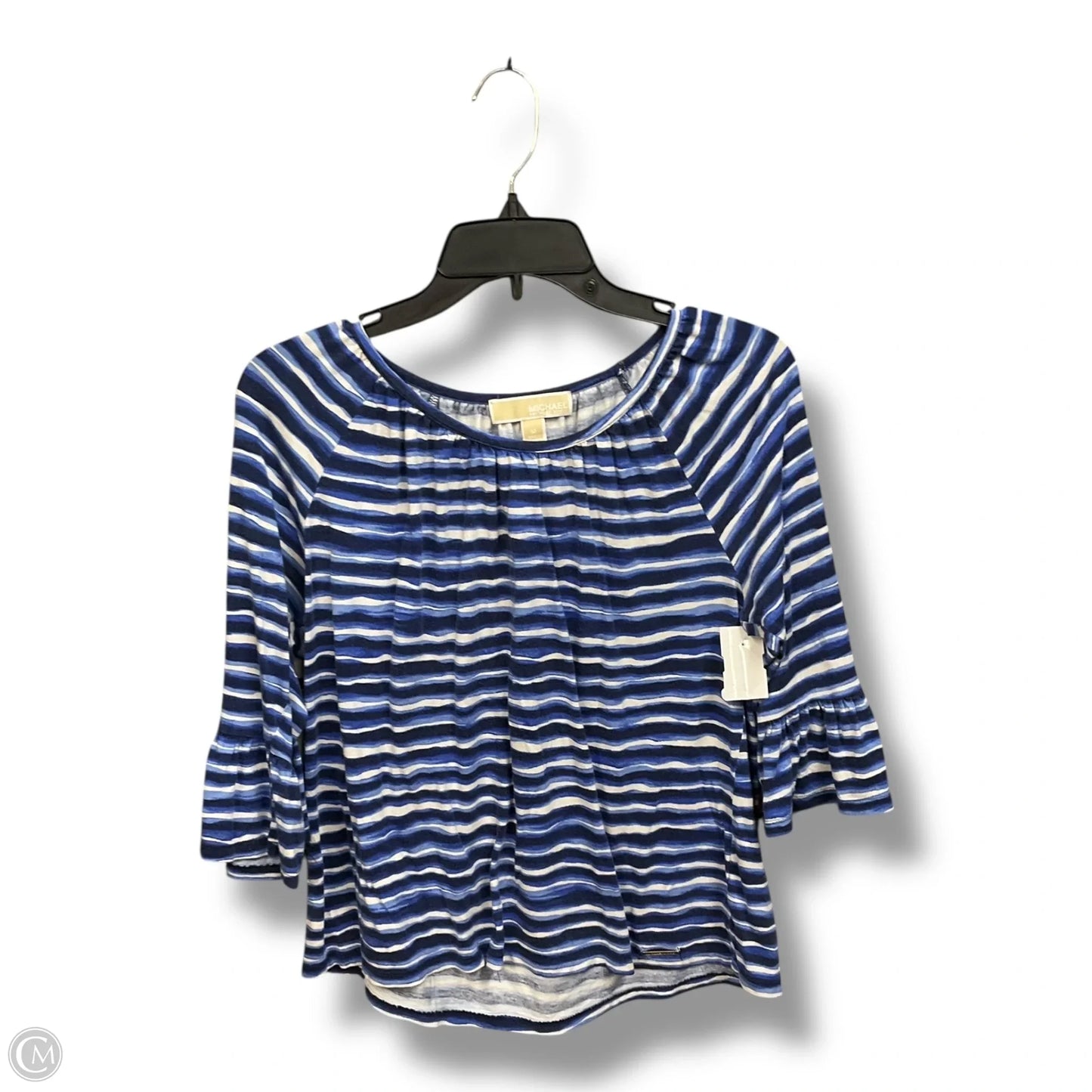 Top 3/4 Sleeve By Michael By Michael Kors In Striped Pattern, Size: M