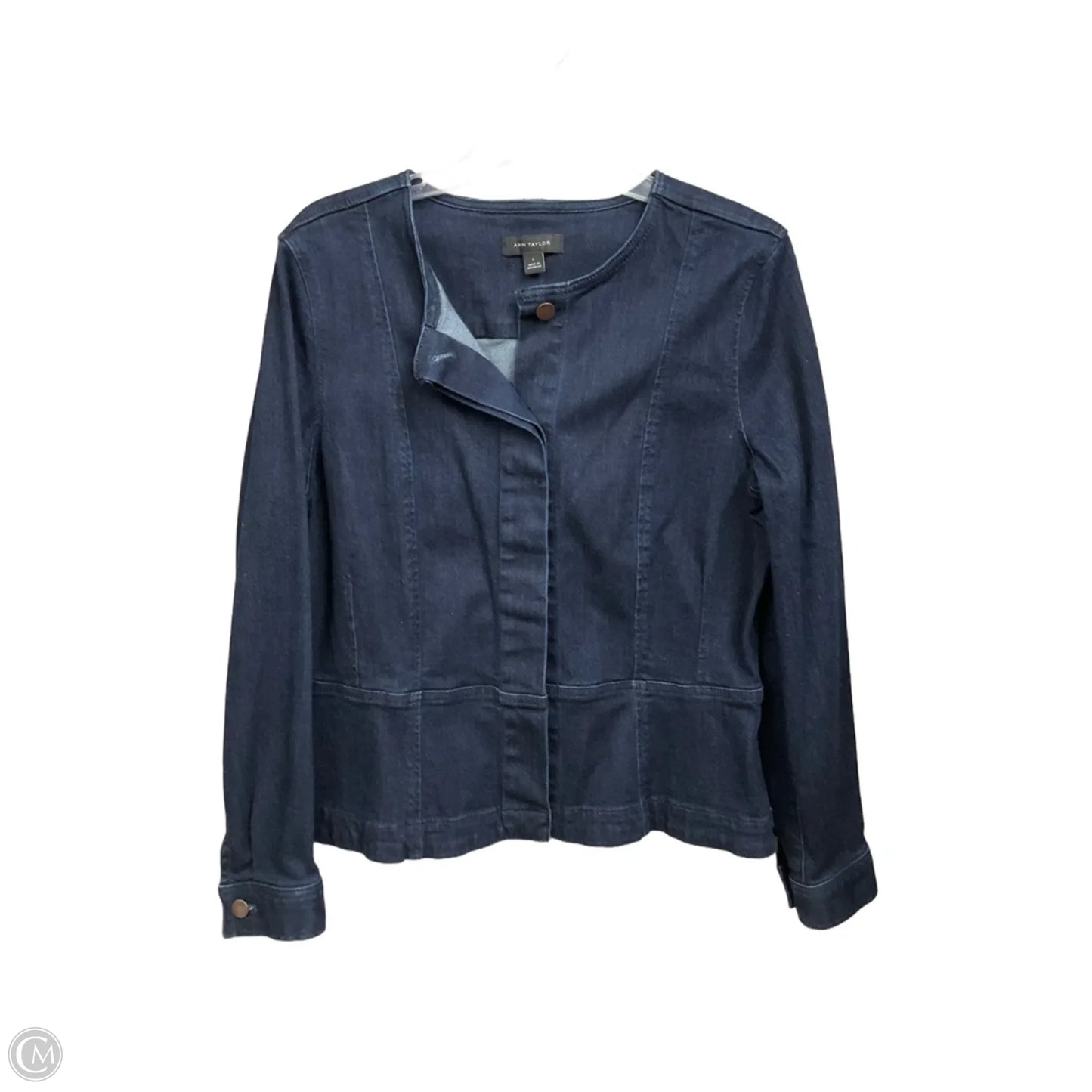Jacket Denim By Ann Taylor In Blue Denim, Size: L
