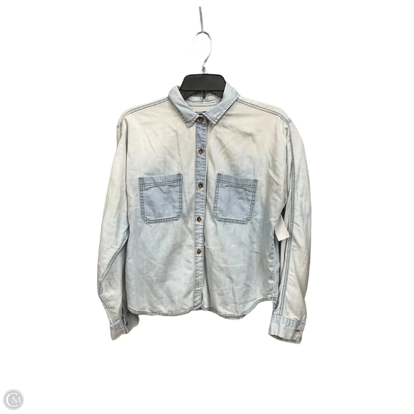 Blouse Long Sleeve By Bdg In Blue Denim, Size: S