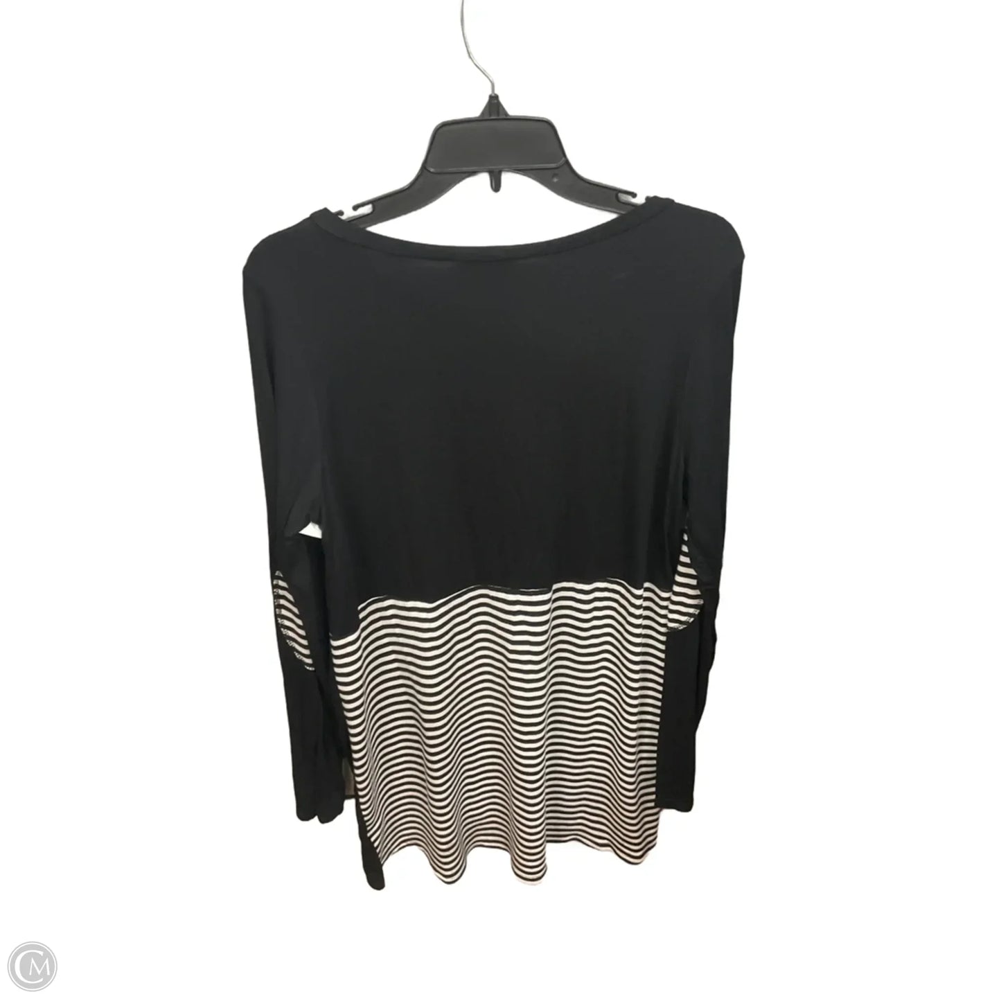Tunic Long Sleeve By Clothes Mentor In Black & White, Size: L