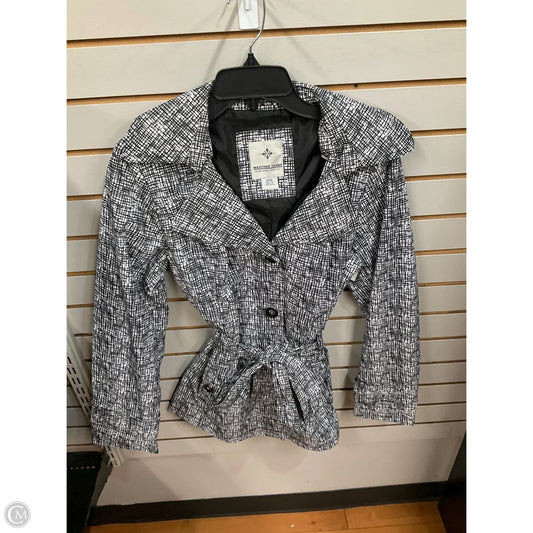 Coat Raincoat By Clothes Mentor In Black & White, Size: M