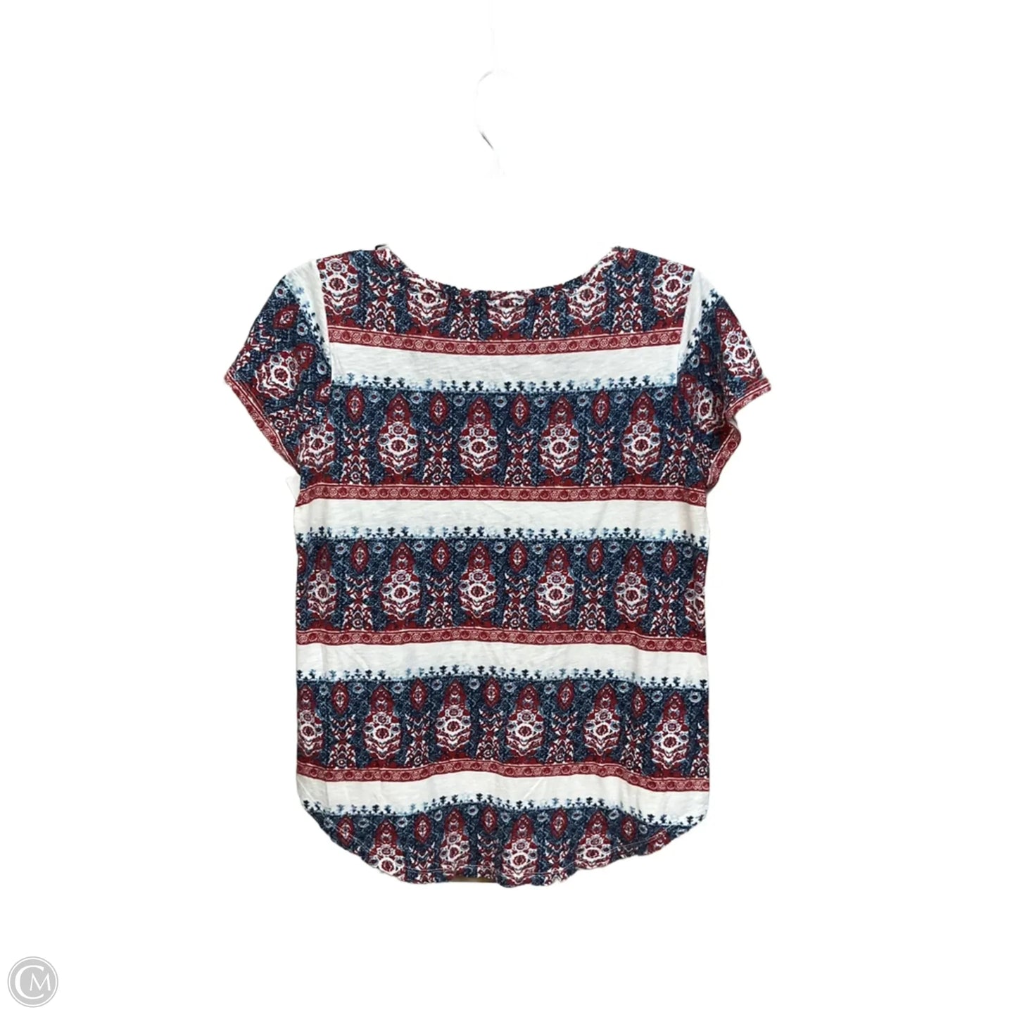 Top Short Sleeve By Lucky Brand In Blue & Red & White, Size: M
