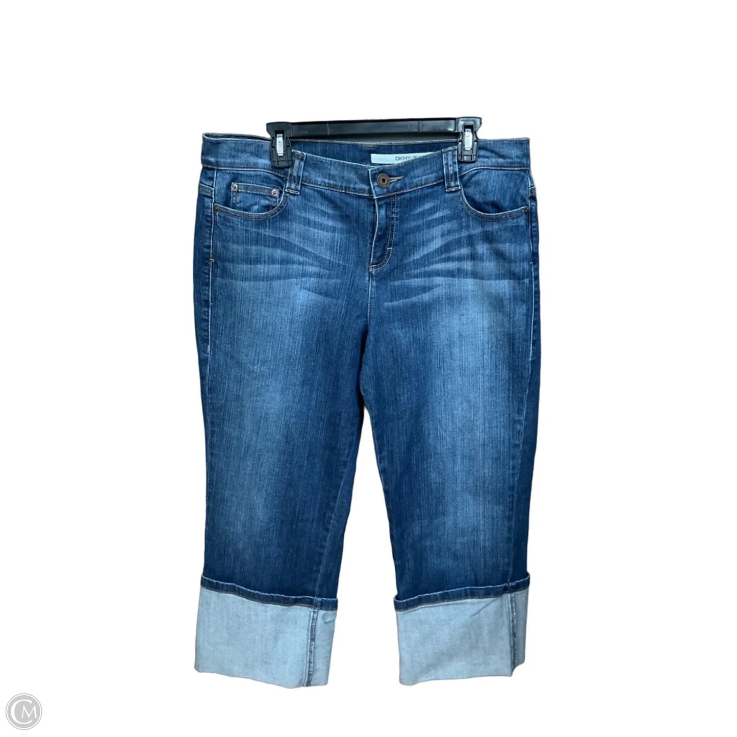 Jeans Cropped By Dkny In Blue Denim, Size: 16