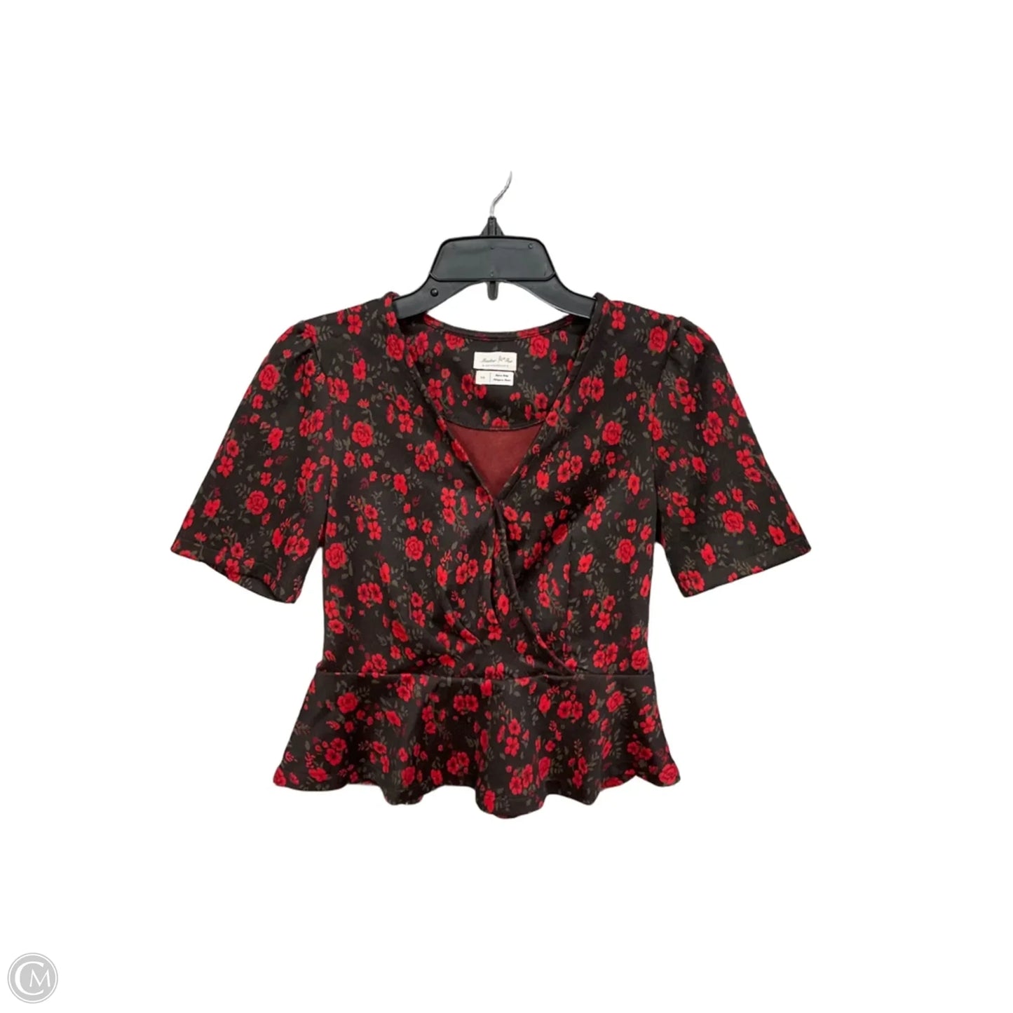 Top Short Sleeve By Anthropologie In Floral Print, Size: Xs