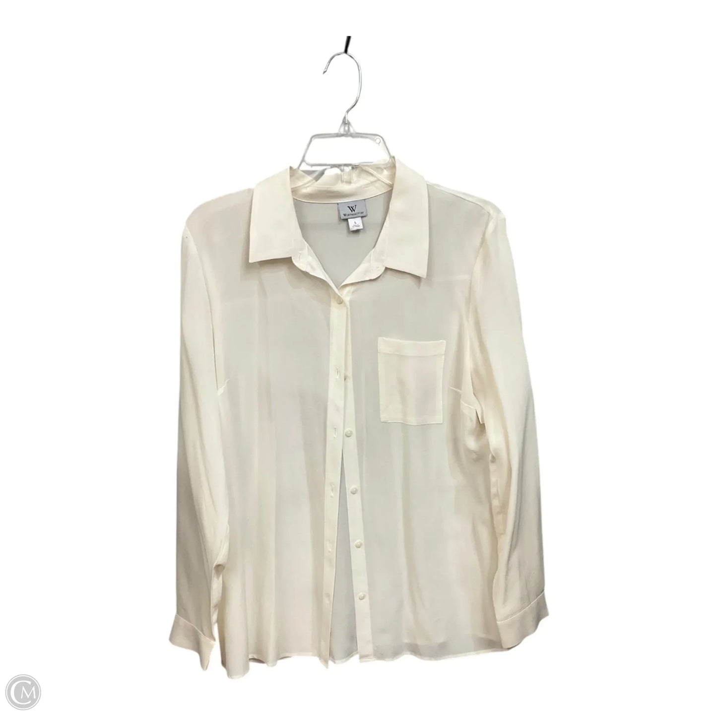 Blouse Long Sleeve By Worthington In Cream, Size: L