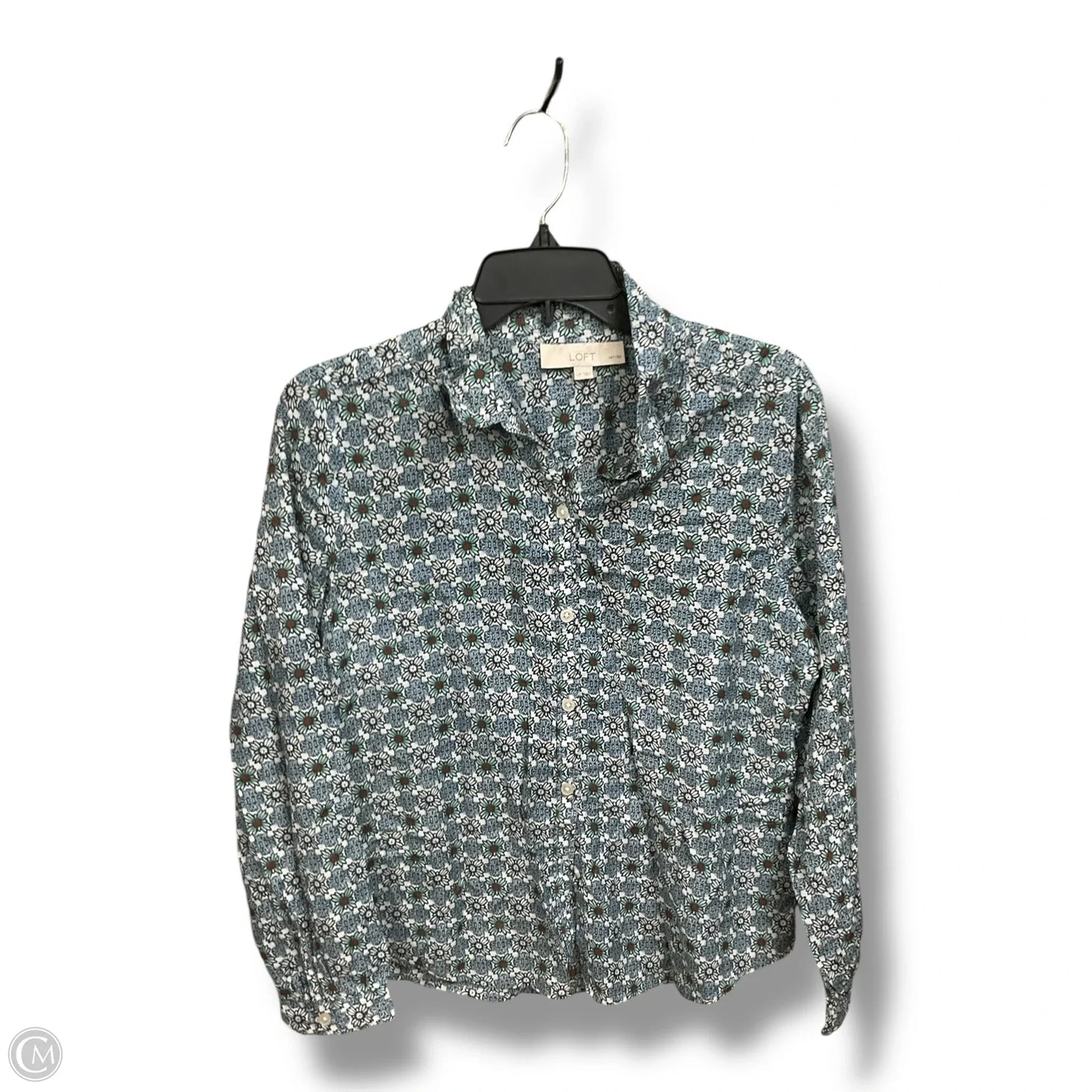 Blouse Long Sleeve By Loft In Floral Print, Size: Lp