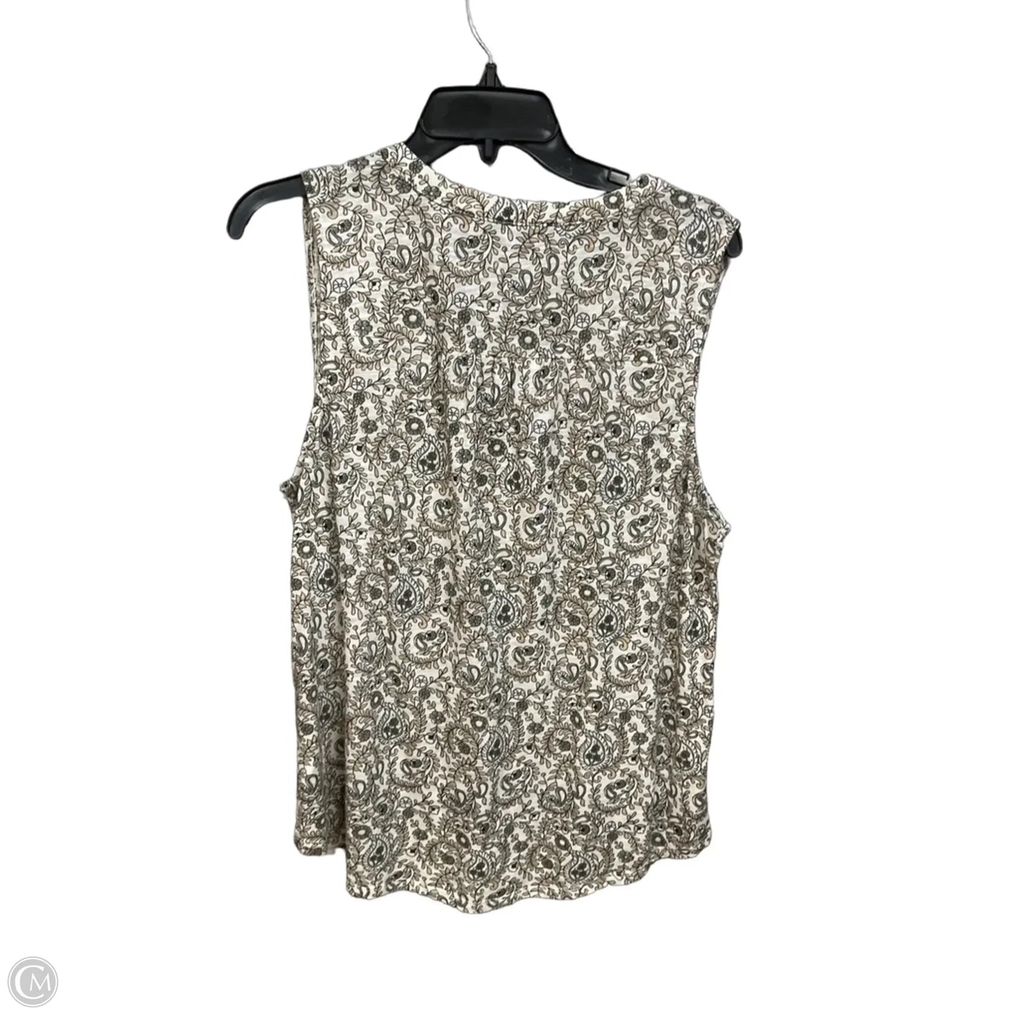 Top Sleeveless By Lucky Brand In Tan & White, Size: L