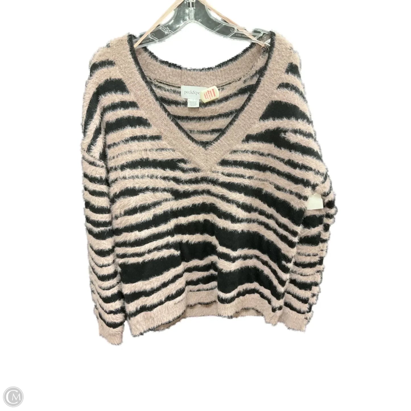 Sweater By Peck And Peck In Black & Purple, Size: L