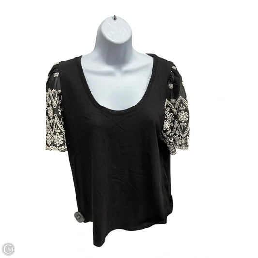 Top Short Sleeve Basic By Boston Proper In Black & White, Size: L