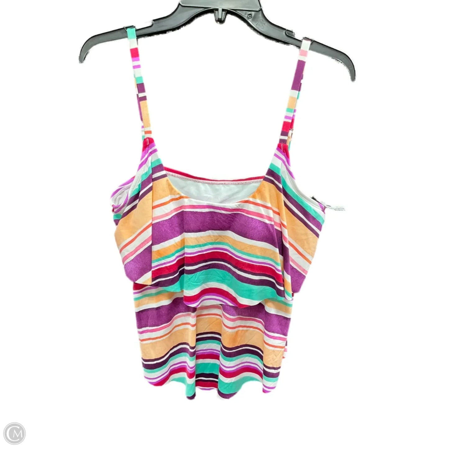 Swimsuit Top By Liz Claiborne In Striped Pattern, Size: 14