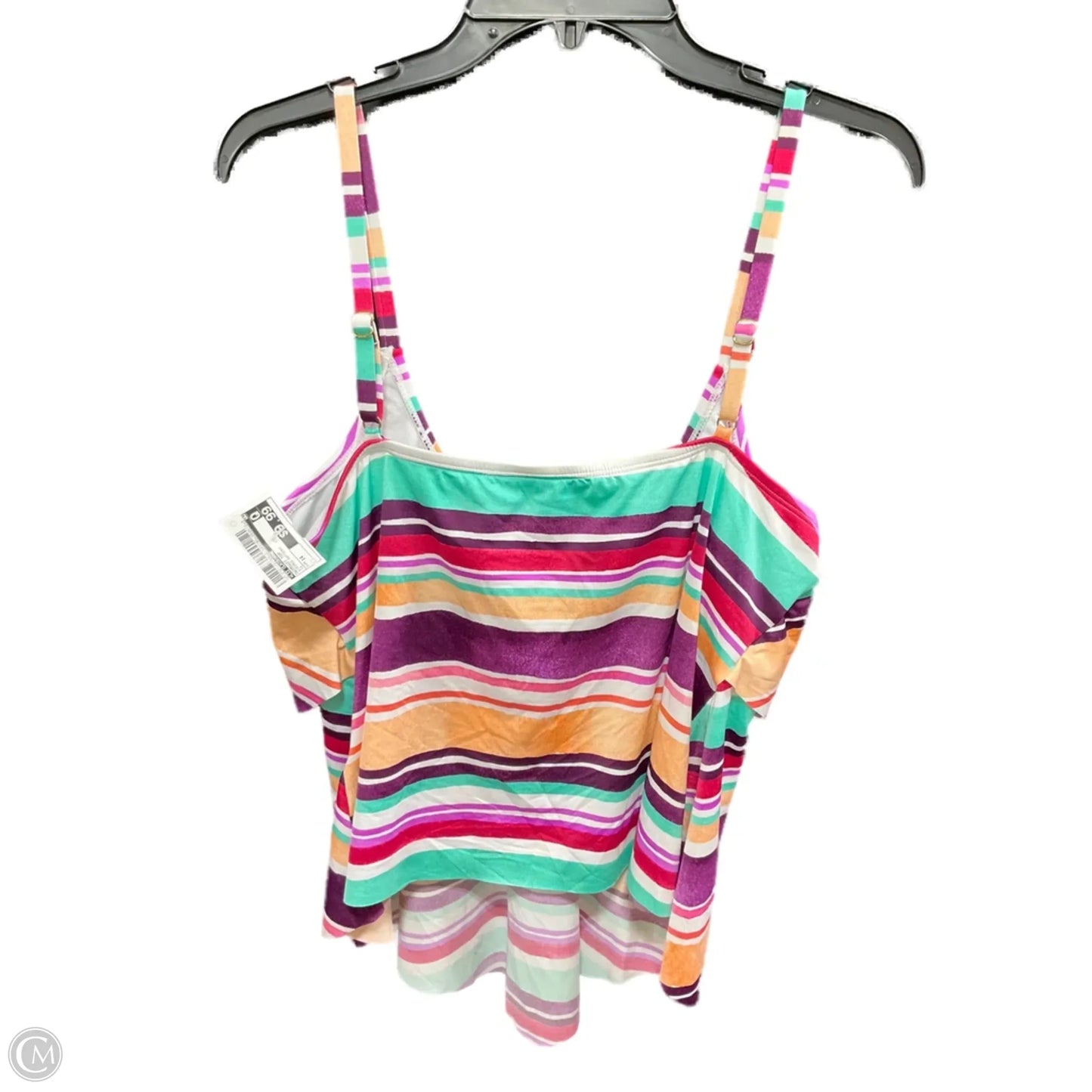 Swimsuit Top By Liz Claiborne In Striped Pattern, Size: 14