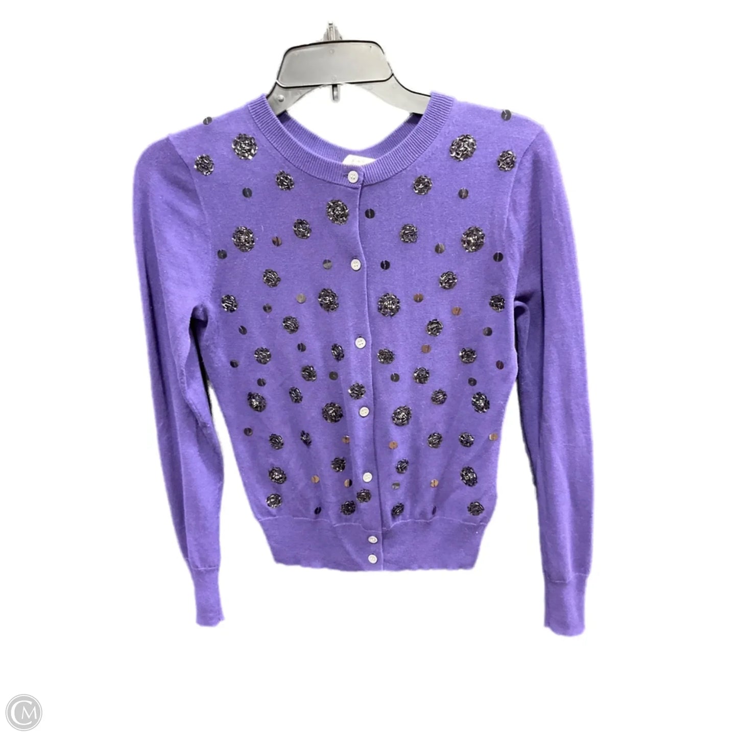 Sweater Cardigan By J. Crew In Purple, Size: Xxs