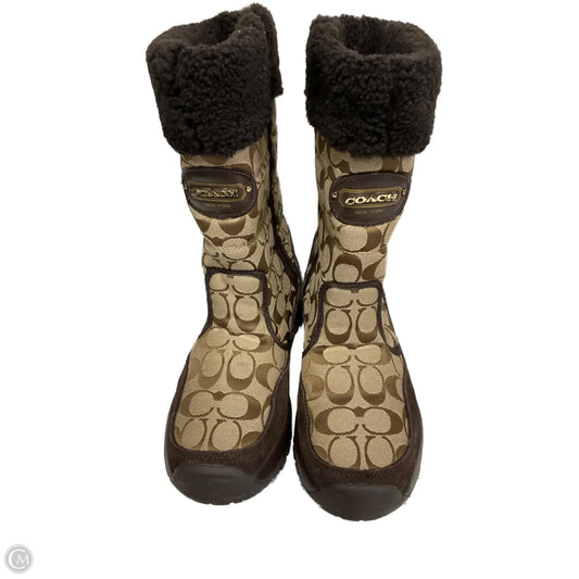 Boots Designer By Coach In Brown & Tan, Size: 10