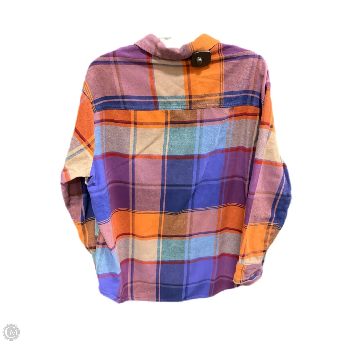 Blouse Long Sleeve By Old Navy In Plaid Pattern, Size: L