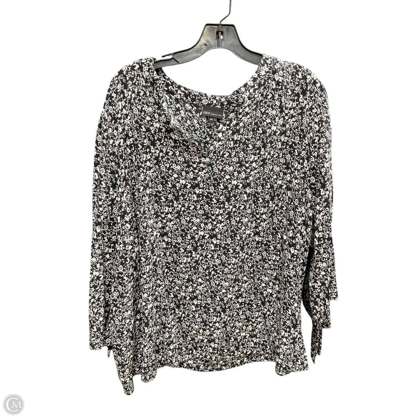 Top 3/4 Sleeve Basic By Jones New York In Floral Print, Size: 3x