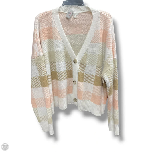 Sweater Cardigan By C Est. 1946 In Orange & Tan, Size: Xl