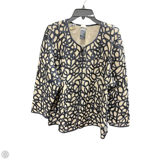 Cardigan By Chicos In Blue & Tan, Size: 1x