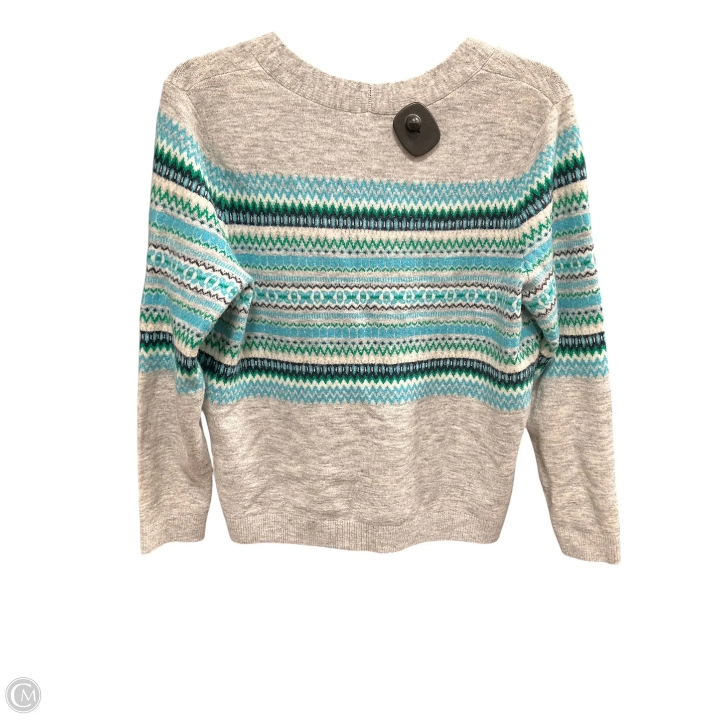 Sweater Cardigan By Talbots In Blue & Grey, Size: Mp