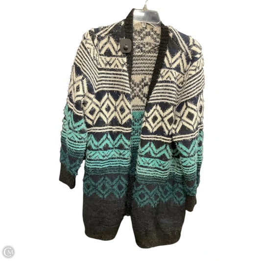 Sweater Cardigan By Lane Bryant In Green & White, Size: 18