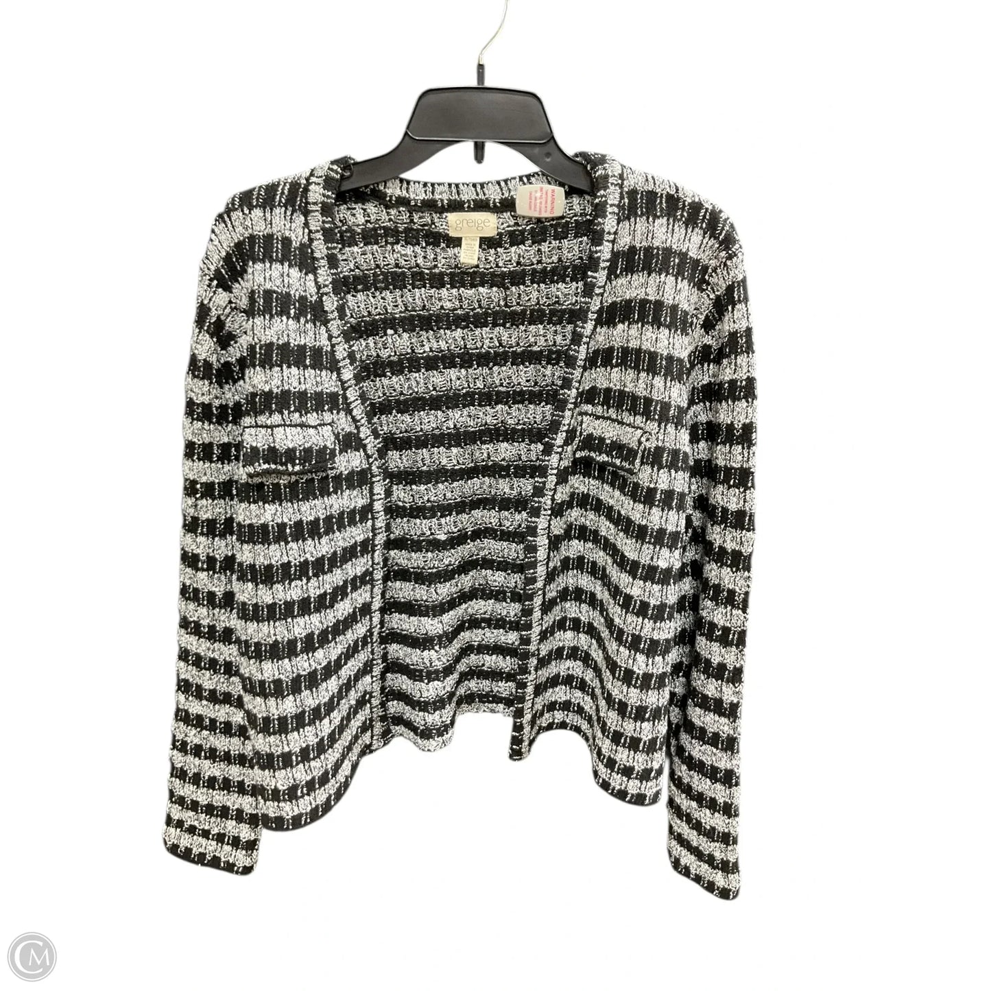 Sweater Cardigan By Clothes Mentor In Black & White, Size: Xl