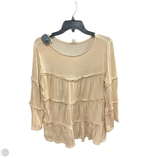 Top Long Sleeve By Pol In Tan, Size: M