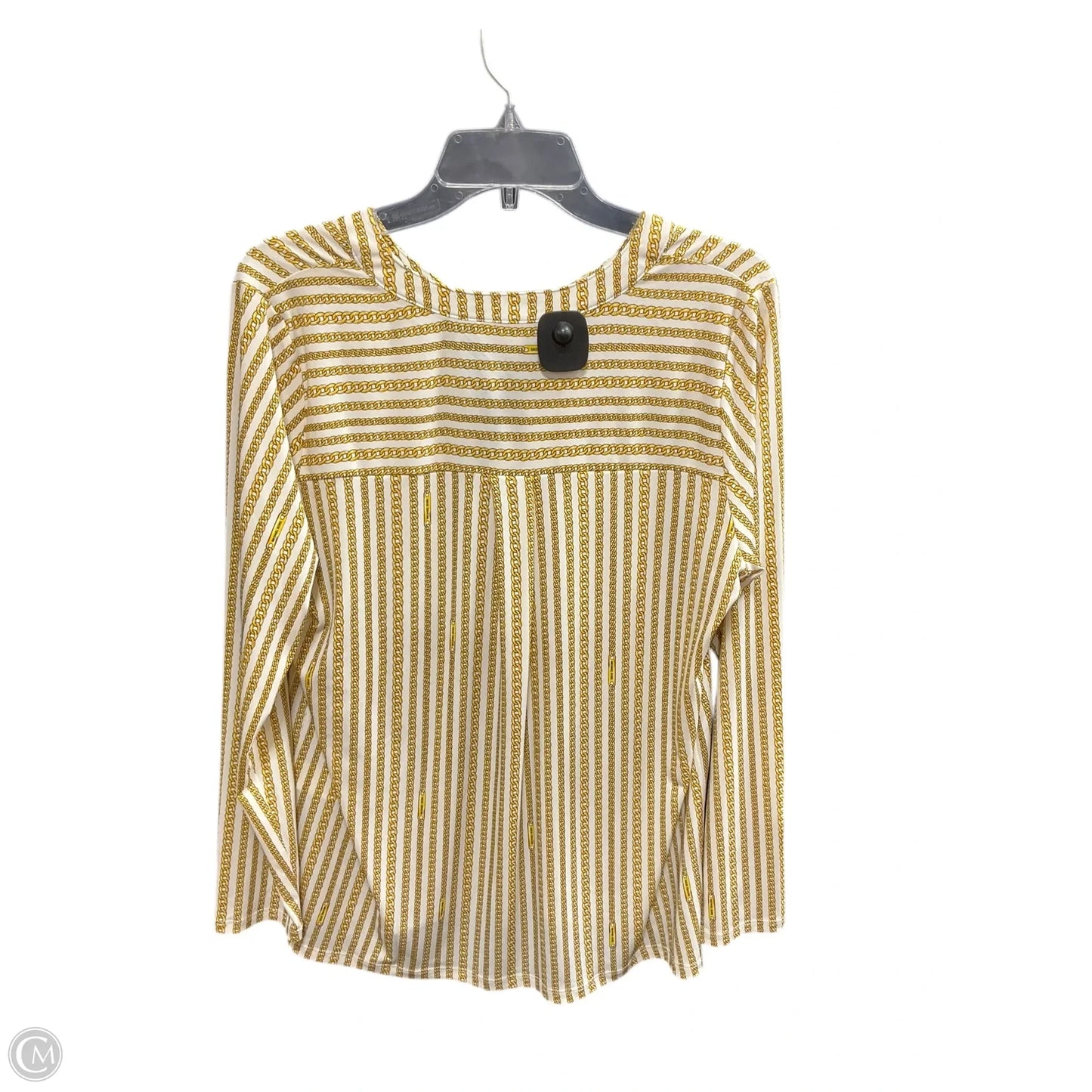 Top Long Sleeve Basic By Michael By Michael Kors In White & Yellow, Size: L