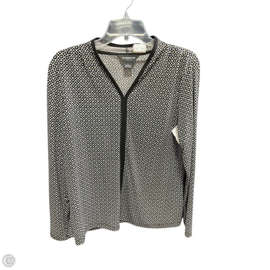 Top Long Sleeve Basic By Liz Claiborne In Black & White, Size: L