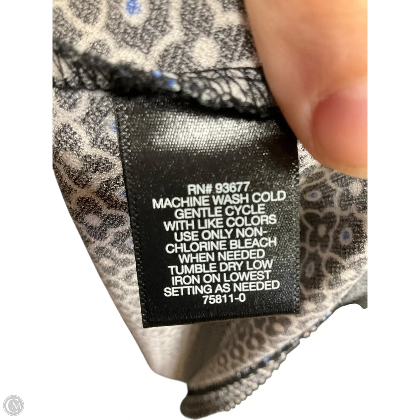 Top Long Sleeve Basic By Liz Claiborne In Black & White, Size: L