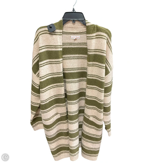 Sweater Cardigan By Knox Rose In Green & Tan, Size: M
