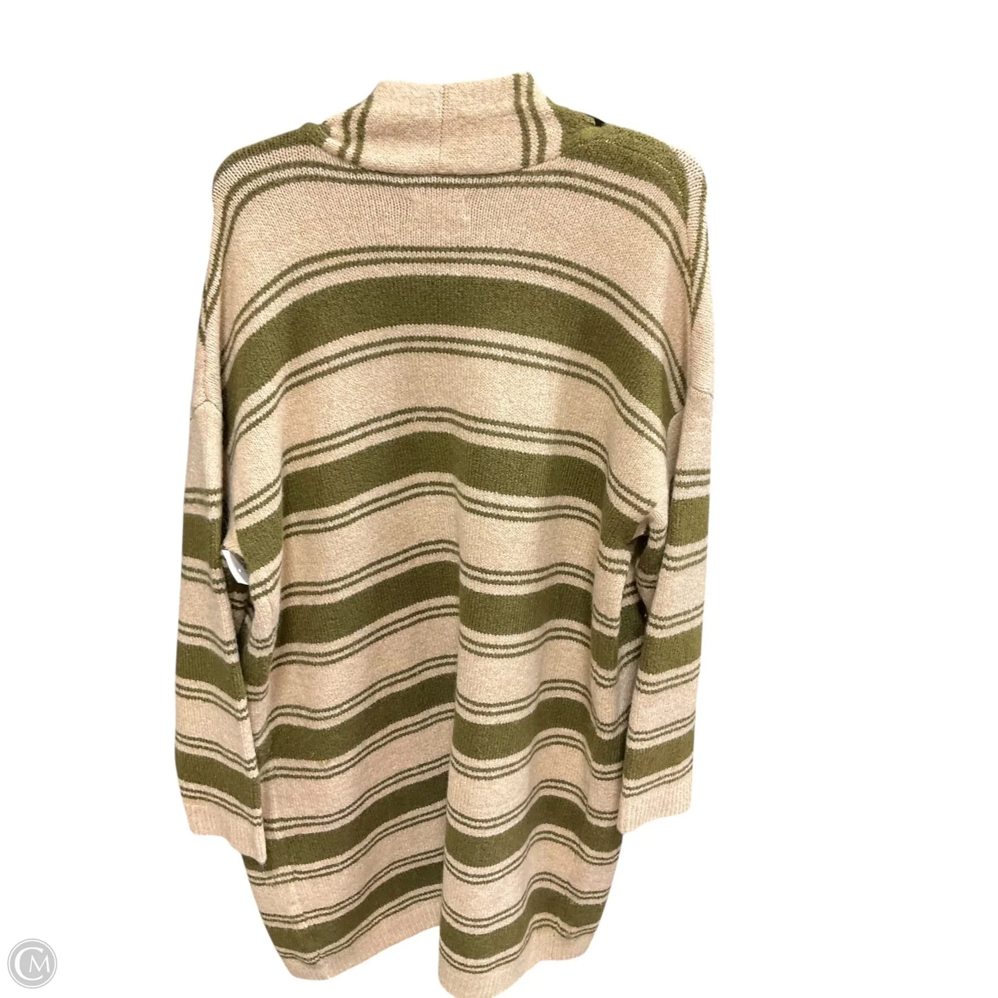 Sweater Cardigan By Knox Rose In Green & Tan, Size: M
