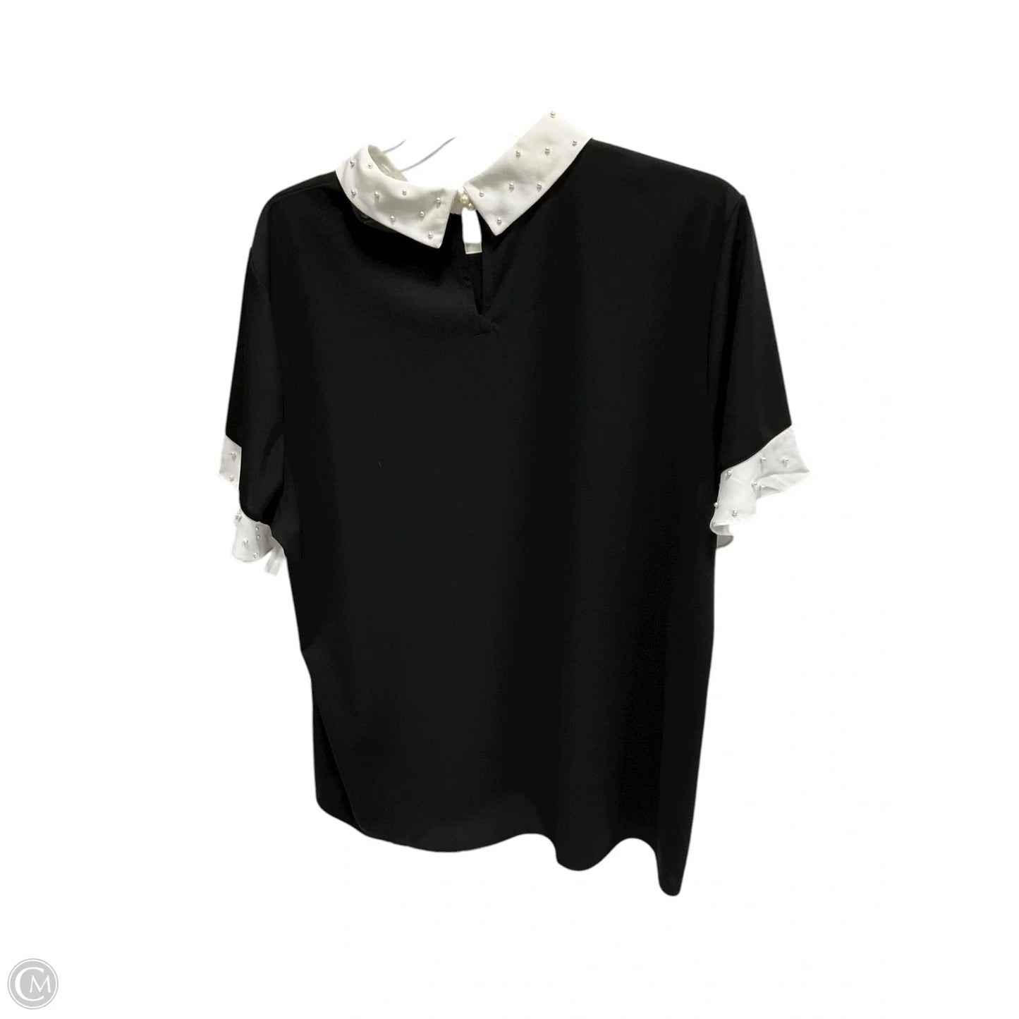 Top Short Sleeve Designer By Karl Lagerfeld In Black & White, Size: Xl