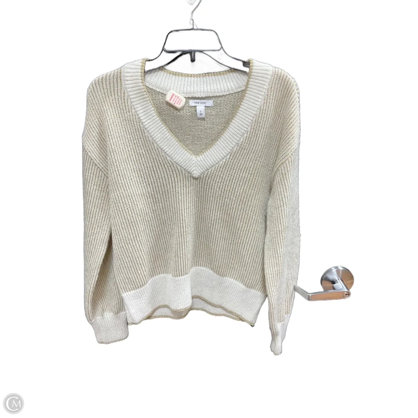 Sweater By Nine West In Gold & White, Size: S