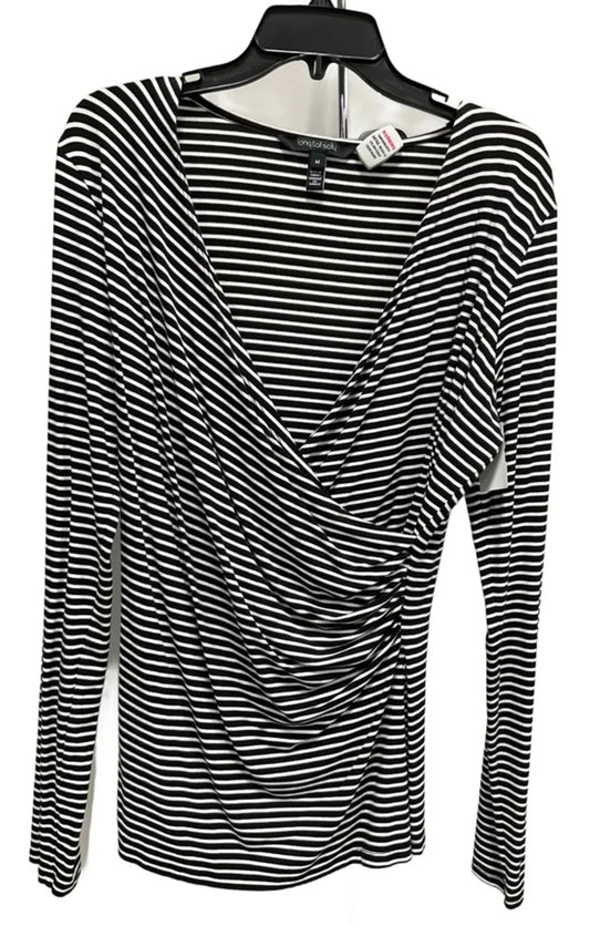 Top Long Sleeve Basic By Long Tall Sally In Striped Pattern, Size: M