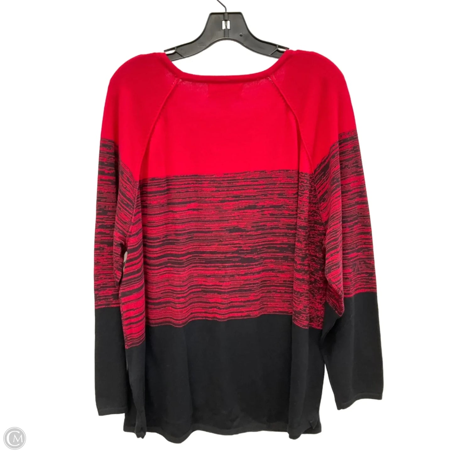 Top Long Sleeve Basic By Karen Scott In Black & Red, Size: 3x