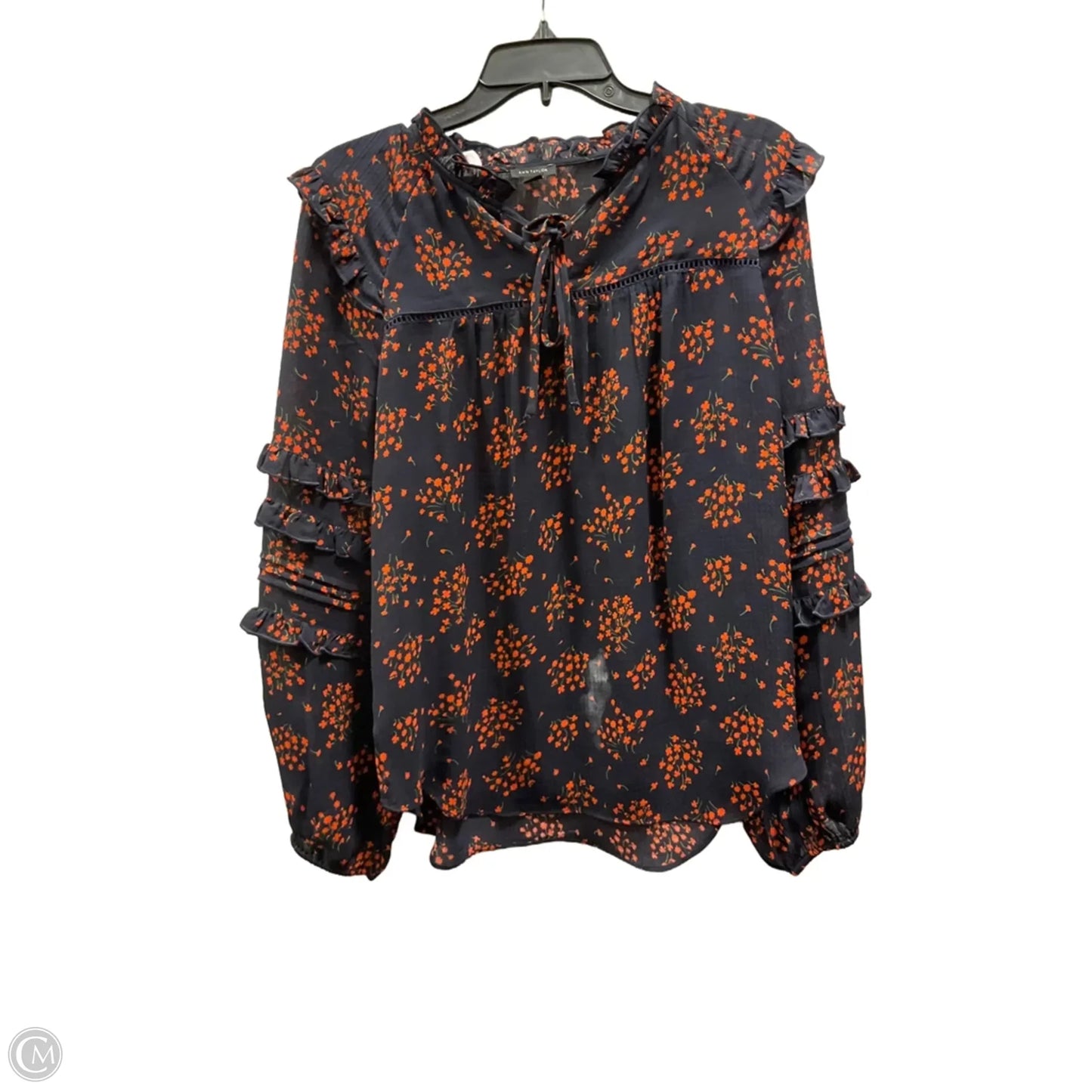 Top Long Sleeve By Ann Taylor In Blue & Orange, Size: S