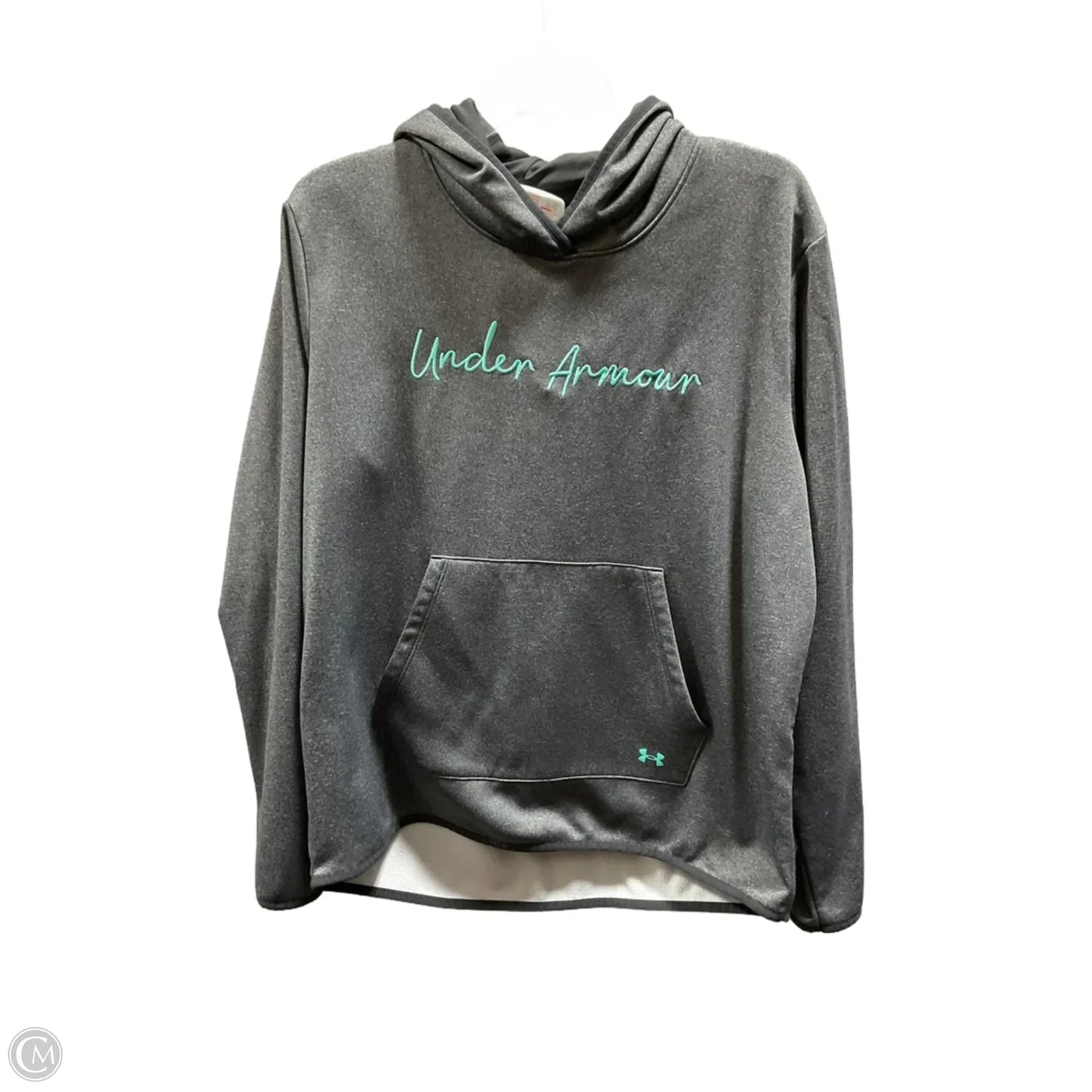 Athletic Top Long Sleeve Hoodie By Under Armour In Grey, Size: L