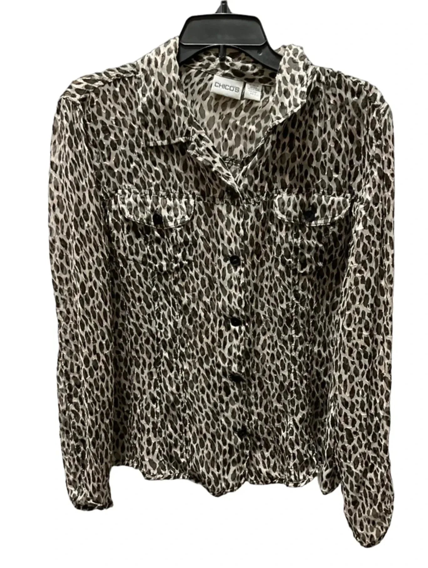 Blouse Long Sleeve By Chicos In Animal Print, Size: L