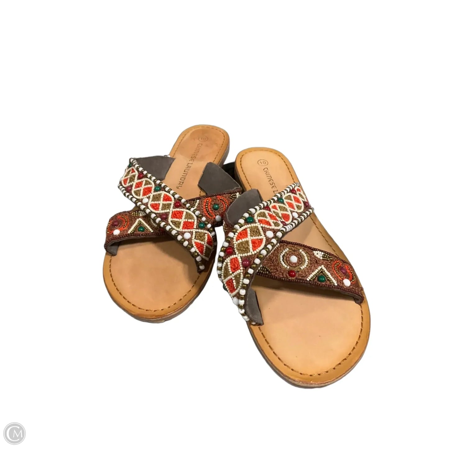 Sandals Flats By Chinese Laundry In Tan & White, Size: 10