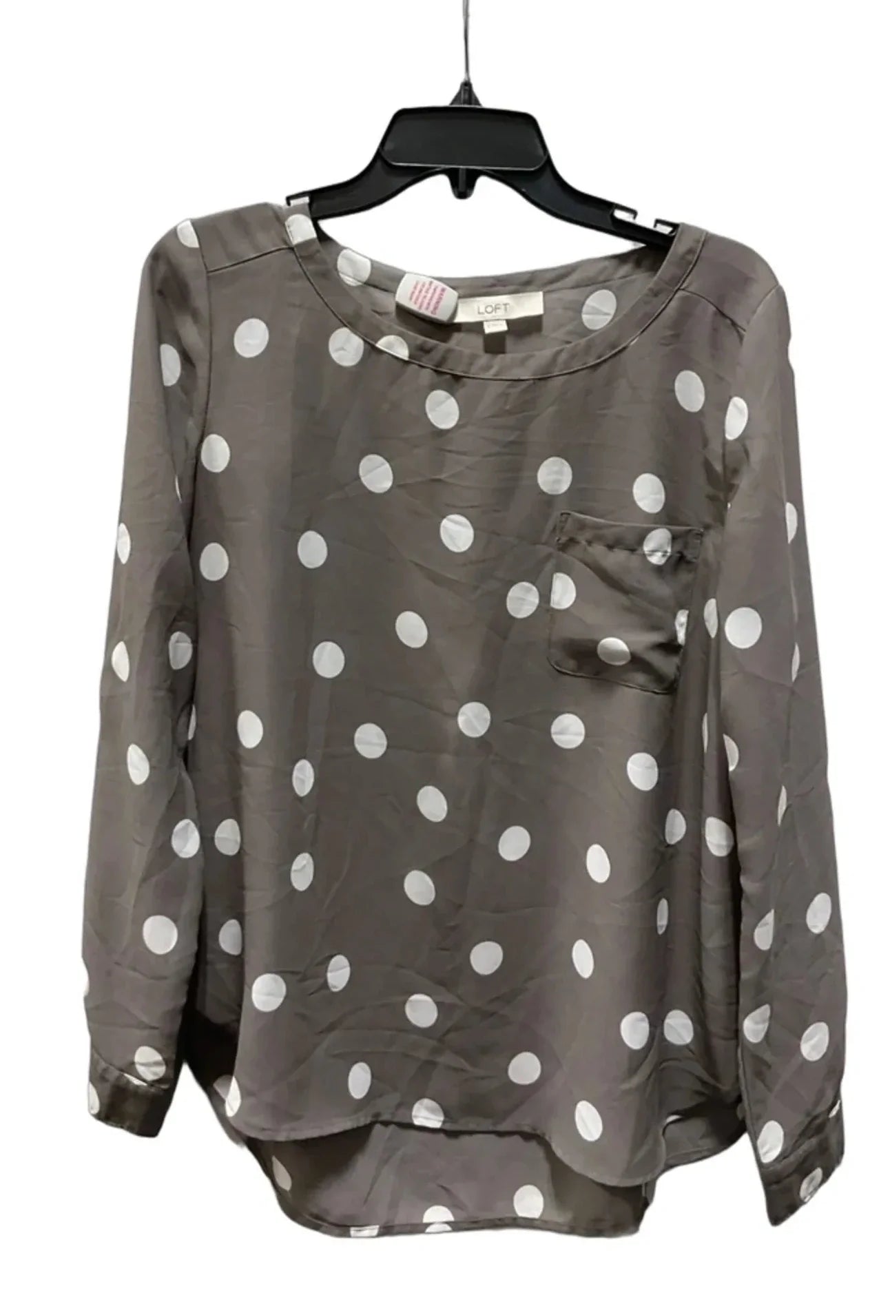 Top Long Sleeve Basic By Loft In Polkadot Pattern, Size: S
