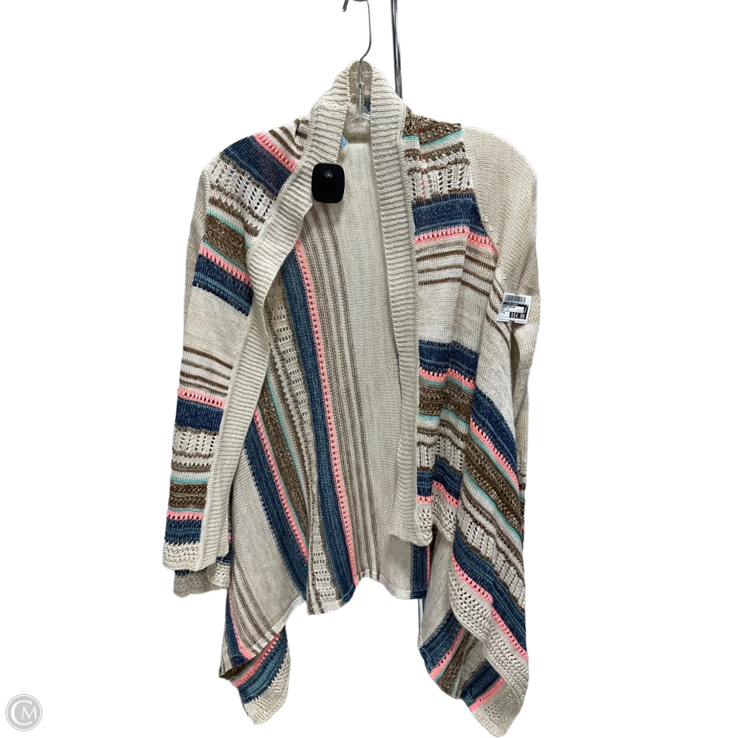 Sweater Cardigan By Clothes Mentor In Blue & Tan, Size: M