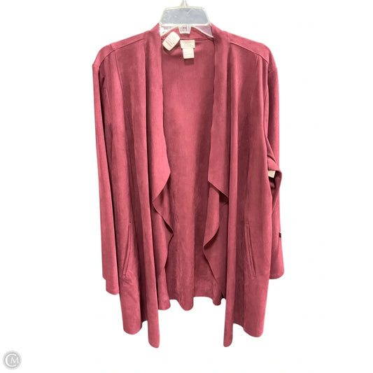 Jacket Faux Fur & Sherpa By Chicos In Maroon, Size: Xl